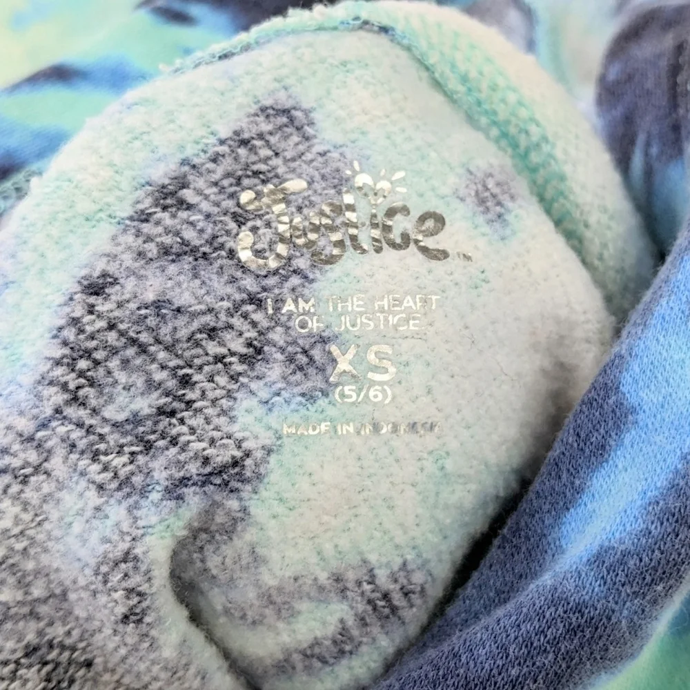 Justice Kids Blue and Green Tie-Dye Hoodie and Navy Sweatshirt Set